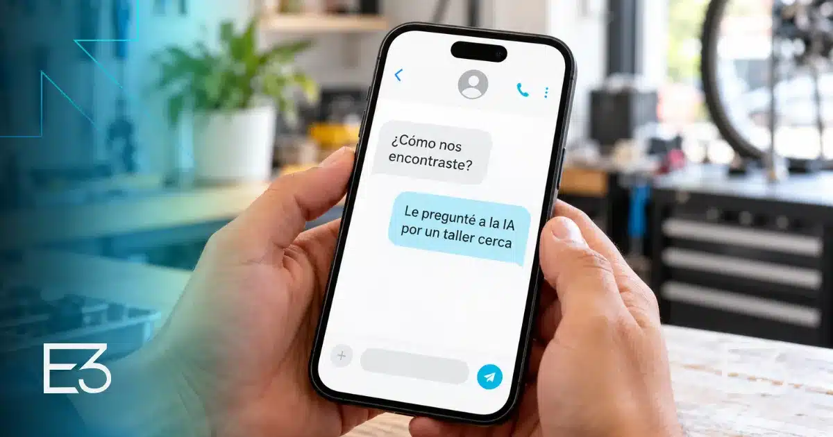 cliente-encontro-negocio-con-ia Conversación de mensajería donde un cliente cuenta que encontró el negocio preguntándole a la IA